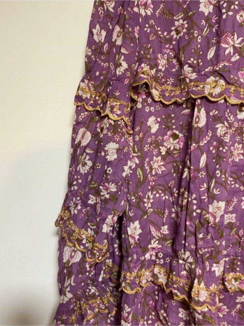 Isabel Marant Étoile Floral Ruffle Blouse Size 36 Purple Boho Cotton - Picture 11 of 12